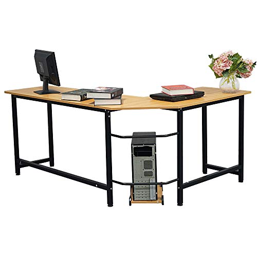 TimmyHouse Corner Desk L-Shaped Computer Desk PC Latop Study Office Table Workstation Home