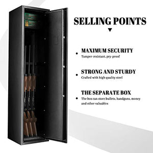 Large Rifle Safe, Pataku Long Gun Safes for Rifle Shotgun for Home Quick Access 4-Gun Storage Cabinet with Digital Keypad and Removable Shelf for Handgun/Ammo(Metal Steel Frame)