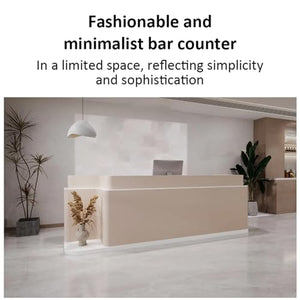 KAGUYASU Modern Reception Desk Counter Hutch with Lockable Drawer and Filing Cabinet