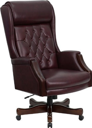 Flash Furniture High Back Traditional Tufted Burgundy Leather Executive Swivel Chair with Arms