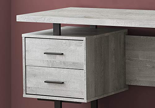 Monarch Specialties Computer Desk with Drawers - Contemporary Style - Home & Office Computer Desk with Metal Legs - 60"L (Grey Reclaimed Wood Look)