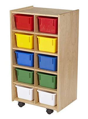 Childcraft Mobile Cubby Unit with Locking Casters, 10 Tray Capacity