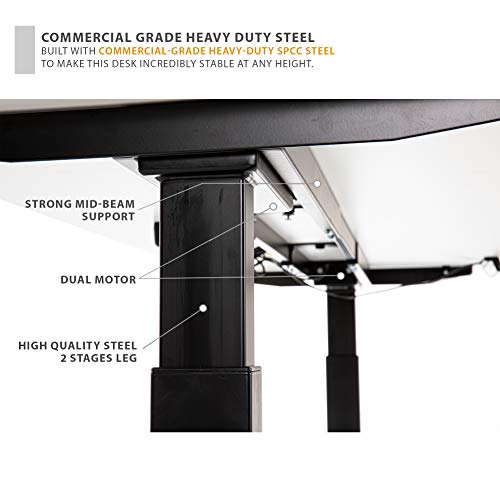 StudiONE Dual Motor Electric Height Adjustable Standing Desk Frame, Memory Controller, Sit Stand Home Office Table, Black (Frame Only)