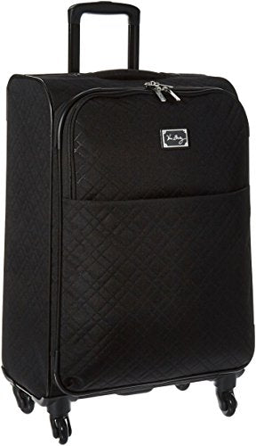 Vera Bradley Women's Softside Rolling Suitcase Luggage, Black, 22" Carry On