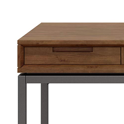SIMPLIHOME Banting SOLID WOOD and Metal Modern Industrial 60 inch Wide Home Office Desk, Writing Table, Workstation, Study Table Furniture in Medium Saddle Brown with 2 Drawerss