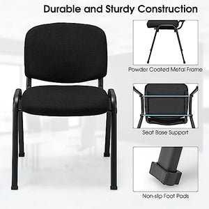 COSTWAY Stackable Guest Reception Chairs Set of 10 with Upholstered Seat & Ergonomic Back