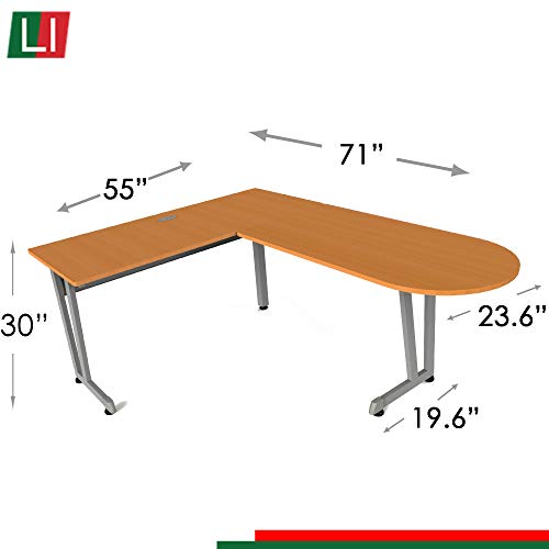 Linea Italia ZUM120, Corner, Home Office L-Shaped Desk, Maple
