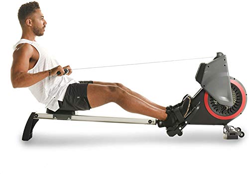 Fitness Reality Dual Transmission Fan Rower Rowing Machine with MyCloudFitness App and On Demand Coaching, Black