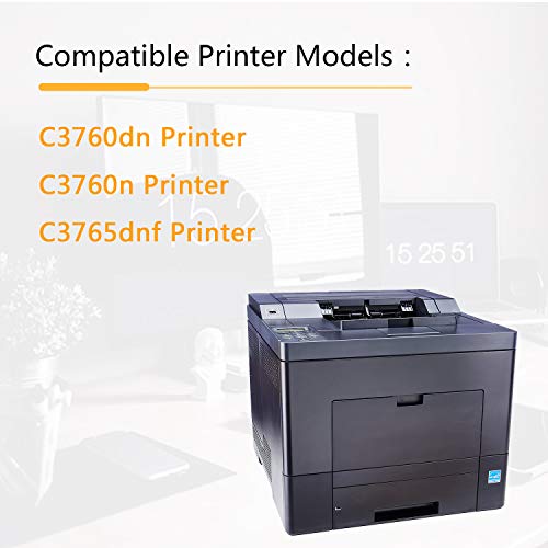 5-Pack(2BK+1C+1M+1Y) Compatible Toner Cartridge Replacement for 331-8425 331-8427 331-8428 331-8426 to use with Dell C3760dn C3760n C3765dnf Printers.