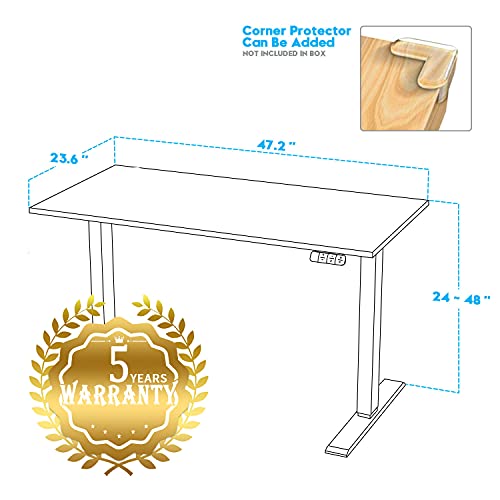 Electric Height Adjustable Desk 48"X 24" Electric Sit Stand Home Office Desks(Dural Motor)