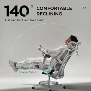 Hbada E3 Pro Ergonomic Office Chair with Dynamic Lumbar Support, 4D Adjustable Headrest, 6D Armrests, Swivel Big and Tall Computer Chair - Grey