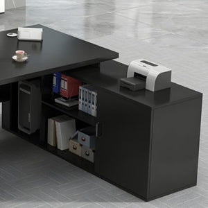 KWOKING Elegant Executive Desk with Reversible L-Shape Design - Black 78.7" L x 31.5" W x 29.5" H