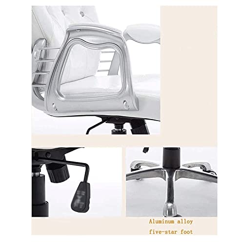 Generic Ergonomic Executive Office Chair White Leather Swivel Game Computer Managerial Boss