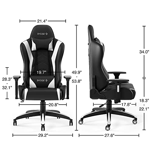 Vartan Staples 58542 Emerge Bonded Leather Gaming Chair, White/Black