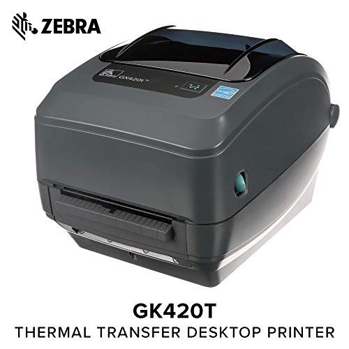 Zebra - GX420t Thermal Transfer Desktop Printer for Labels, Receipts, Barcodes, Tags, and Wrist Bands - Print Width of 4 in - USB, Serial, and Ethernet Port Connectivity (Includes Peeler)