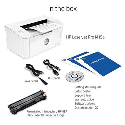 HP Laserjet Pro M15a World's Smallest Black-and-White Monochrome Laser Printer W2G50A (Includes Toner and USB Cable)