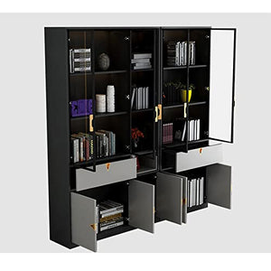 GLigeT Book Shelf Bookcase Simple Modern Home Floor Storage Cabinet Glass Door Locker Office Storage Combination Bookcase (Color: B)
