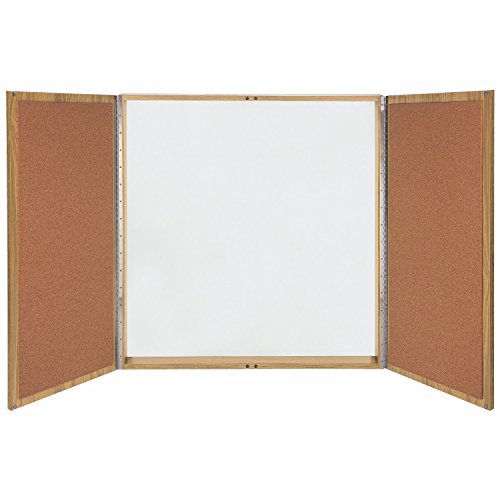 Ghent Conference Cabinet - Porcelain Magnetic Whiteboard w/Cork on Interior of Doors - Oak