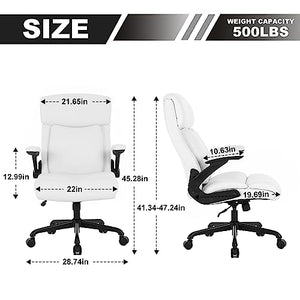 Ralex-Chair Executive Big and Tall Leather Office Chair 500lbs, White