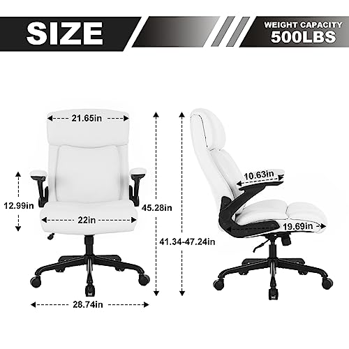 Ralex-Chair Executive Big and Tall Leather Office Chair 500lbs, White
