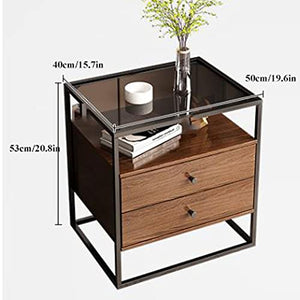 BinOxy Coffee Table with Tempered Glass Top, Metal Frame, Storage Cabinet, and Drawers for Living Room and Bedroom