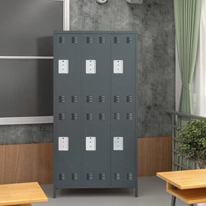 GangMei 72" Tall Metal Locker with 6 Doors, Light Gray, Assembly Required