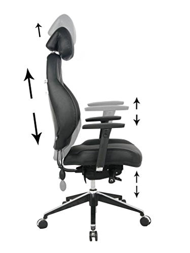 VIVA OFFICE Hottest High Back Ergonomic Multi-function Luxury Leather Office Chair with Top Leather Seat and Back, Adjustable Italy DONATI Armrests and Italy Synchronous Mechanism, and Aluminum Base