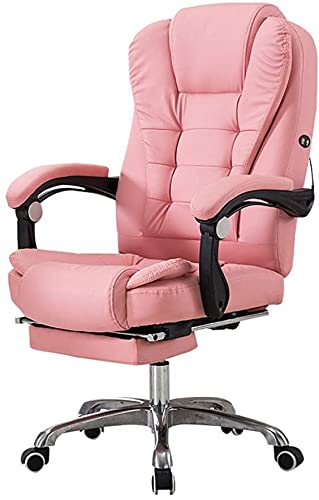 Ergonomic Height-Adjustable Swivel Gaming Chair with Manual Pedal Recliner (Pink)