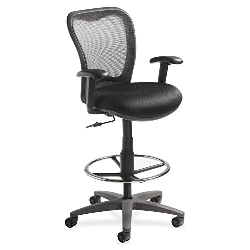Lorell 25981 Mesh-Back Drafting Sitting Stool, 30" x 18" x 29", Black