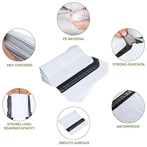 SJPACK 3000pcs 14.5x19 Poly Mailers 2.5 Mil Envelopes Shipping Bags with Self Sealing Stripe,White Poly Mailers
