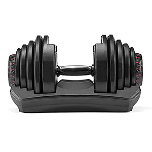 HolaHatha 10 to 90 Pound Adjustable Dumbbell Free Weight with Storage Tray for Home Gym Workout and Fitness Activities, Single