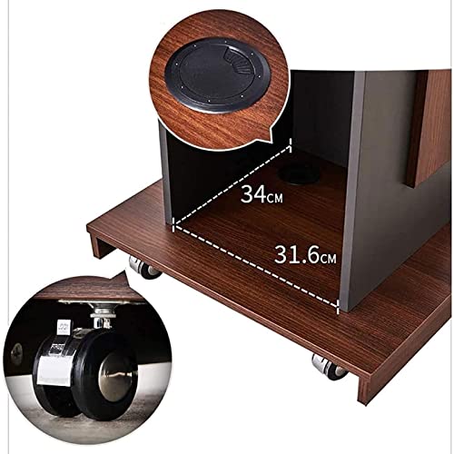 AZBROW Portable Podium with Locking Wheels, Wooden Conference Room Lecture Desk, 60 * 70 * 118 CM (Brown)