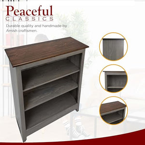 Peaceful Classics 3 Tier Adjustable Wooden Bookcase - Pewter