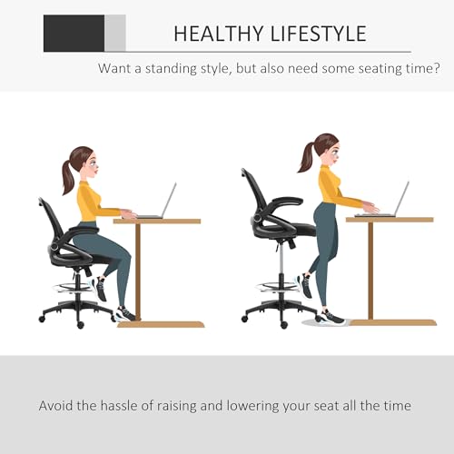 XYZTech Height Adjustable Drafting Chair with Arms, Lumbar Support & Footrest