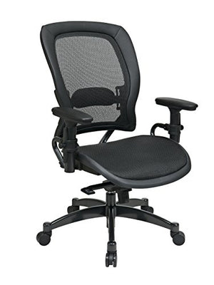SPACE Seating Breathable Mesh Seat and Back, 2-to-1 Synchro Tilt Control, Adjustable Arms and Lumbar Support, with Gunmetal Finish Base Managers Chair, Black