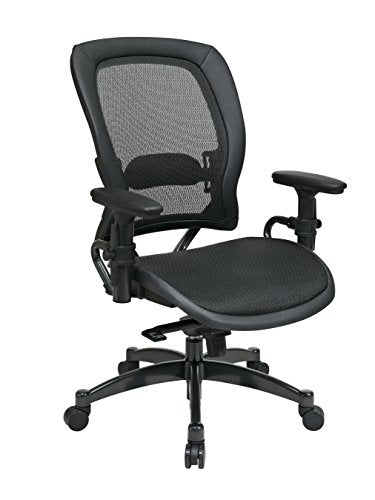 SPACE Seating Breathable Mesh Seat and Back, 2-to-1 Synchro Tilt Control, Adjustable Arms and Lumbar Support, with Gunmetal Finish Base Managers Chair, Black
