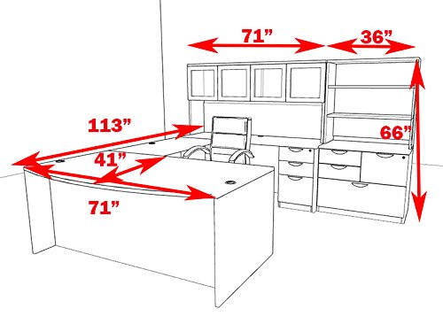 UTM Furniture 7pc U Shape Modern Executive Office Desk OT-SUL-U47