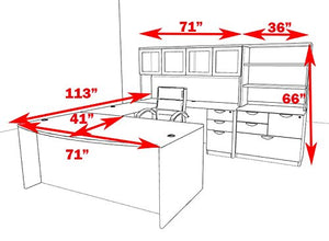 UTM Furniture 7pc U Shape Modern Executive Office Desk OT-SUL-U46