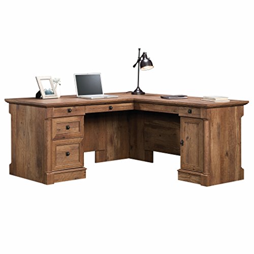 Sauder 420606 Palladia L-Shaped Desk, L: 68.74" x W: 65.12" x H: 29.61", Vintage Oak finish