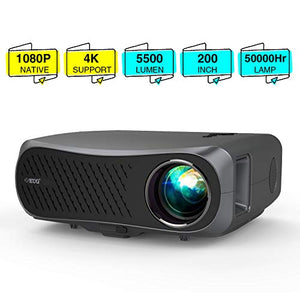 2020 Full HD 1080P Projectors LCD 1920x1080 Support 4K,Dual HDMI USB VGA AV Audio,LED 5500 Lumens Native 1080P Proyector for Home Cinema Theater Gaming Outdoor Movie DVD TV Laptop PC Presentation