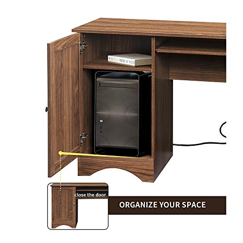 Thaweesuk Shop New Walnut Executive L Shaped Office Desk Furniture Corner Computer Shape Workstation Home Sturdy MDF Board with Glossy Veneer 66" L x 66" W x 30.3" H of Set