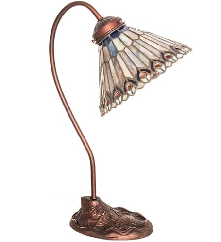 Meyda Tiffany 106055 18" High Tiffany Jeweled Peacock Desk Lamp