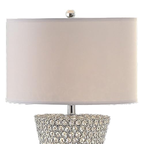 Benjara Wren Crystal Base Metal Floor Lamp 54" White Clear & Chrome