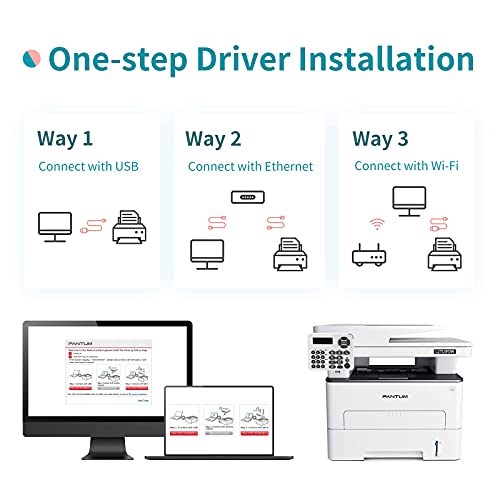 All in One Monochrome Printers Laserjet Machine Printers Multifunction Black and White Wireless Laser Printer Copier, Scanner and Fax with ADF, Pantum L2710FDW(V1M58A) with TL-730