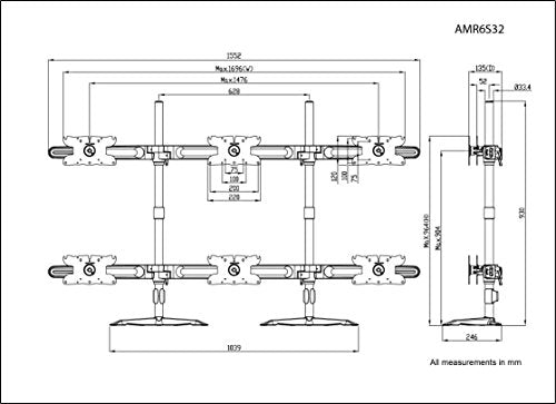 AMR6S32 Hex 32" Monitor Mount Stand