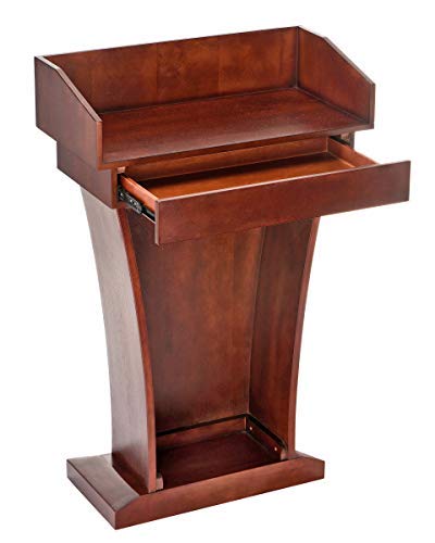 AdirOffice Church Pulpit, Wooden Podium - Mahogany, Height 37.5" with Spacious Drawer