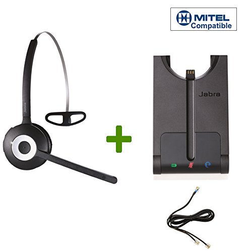Mitel (Aastra) Certified Jabra Cordless Headset | PRO 920 Bundle | Electronic Remote Answerer Included | Mitel (Aastra) VoiP Phones: 6865i, 6867i, 6869i