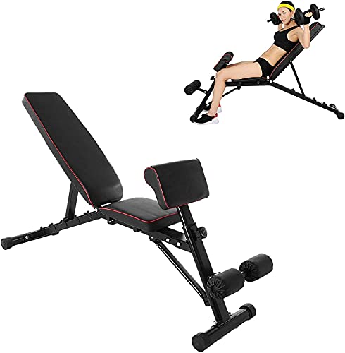CJGJX Men's and Women's Fitness Weight Bench for Full Body Workout,Foldable Bench Press Fitness Core Strength Training Equipment,Home/Gym Height Adjustable Incline Decline Dumbbell Bench