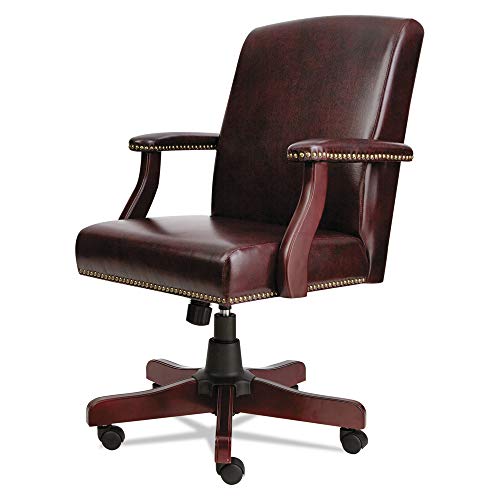 Alera ALETD4236 Traditional Series Mid-Back Chair, Mahogany Finish/Oxblood Vinyl