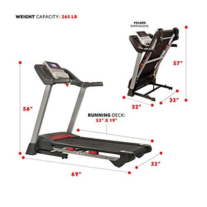 Sunny Health & Fitness Folding Treadmill for Home Exercise with 265 LB Capacity, Device Holder, Bluetooth Speakers and USB Charging - SF-T7917